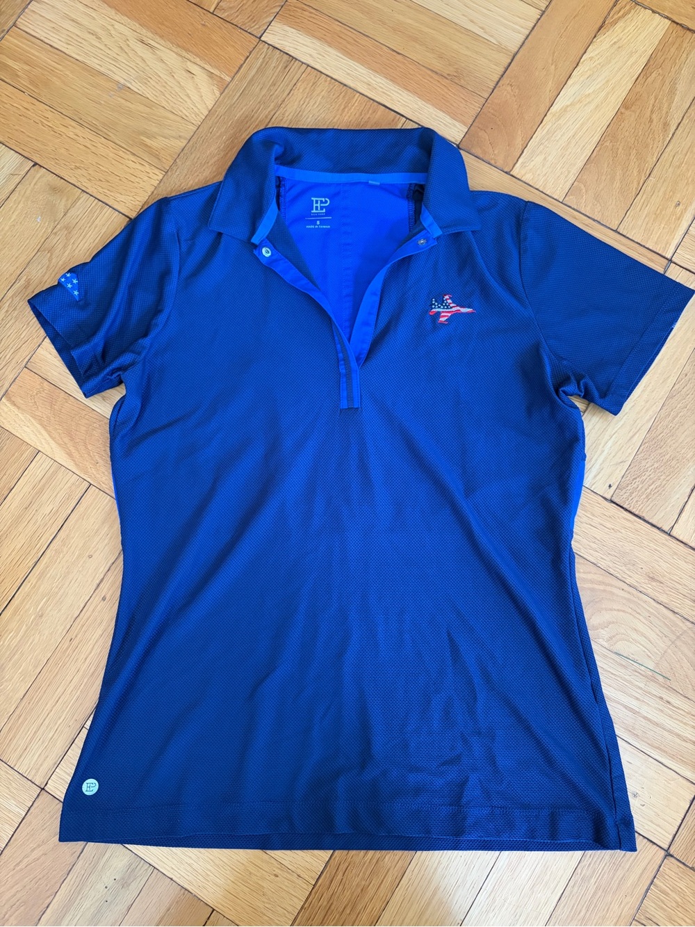 American Dunes Golf Course Women's Small Royal & Navy Short Sleeve Polo Golf Top